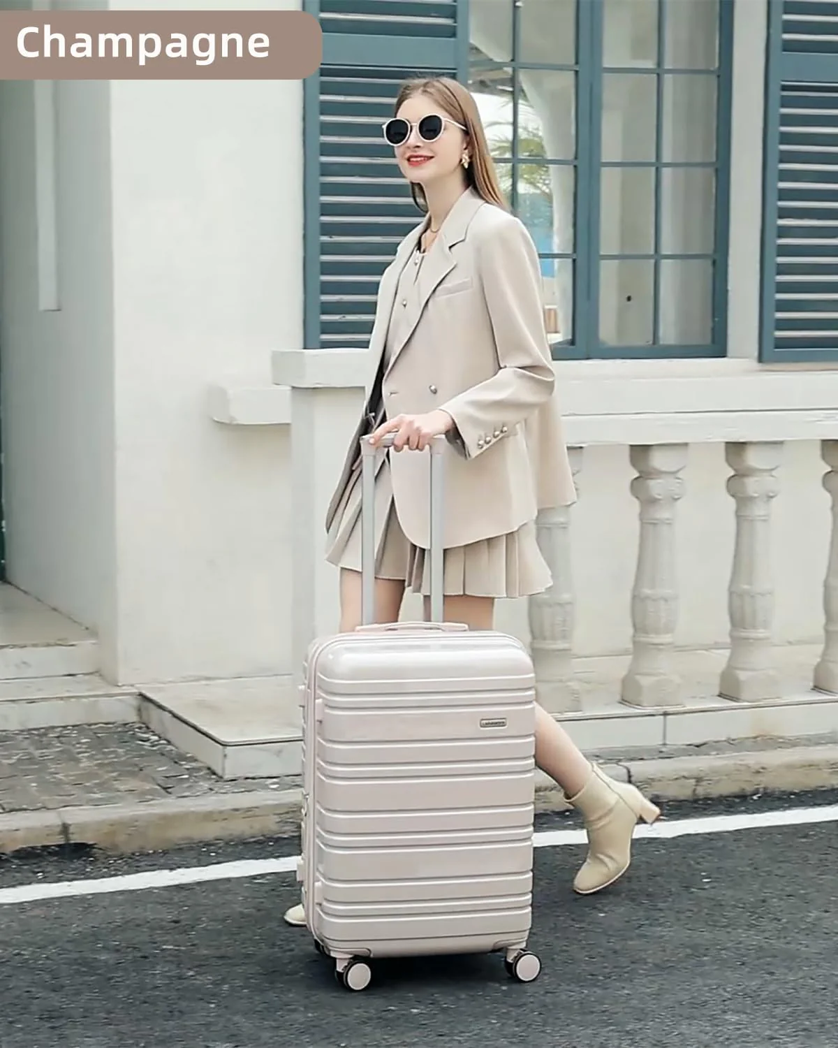 Ensemble de 6 valises, ensemble de valises rigides extensibles avec roulettes multidirectionnelles, ensemble de bagages à roulettes légers