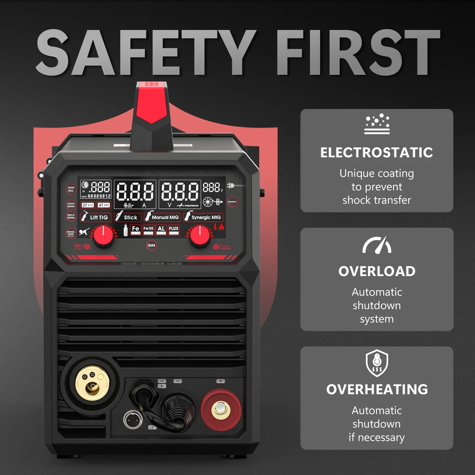 MIG-205DS PRO 4-in-1 Welding Machine, 205Amp, 110/220V, 16.14 x 7.87 x 14.57 in, 34.2 lb - Image 8