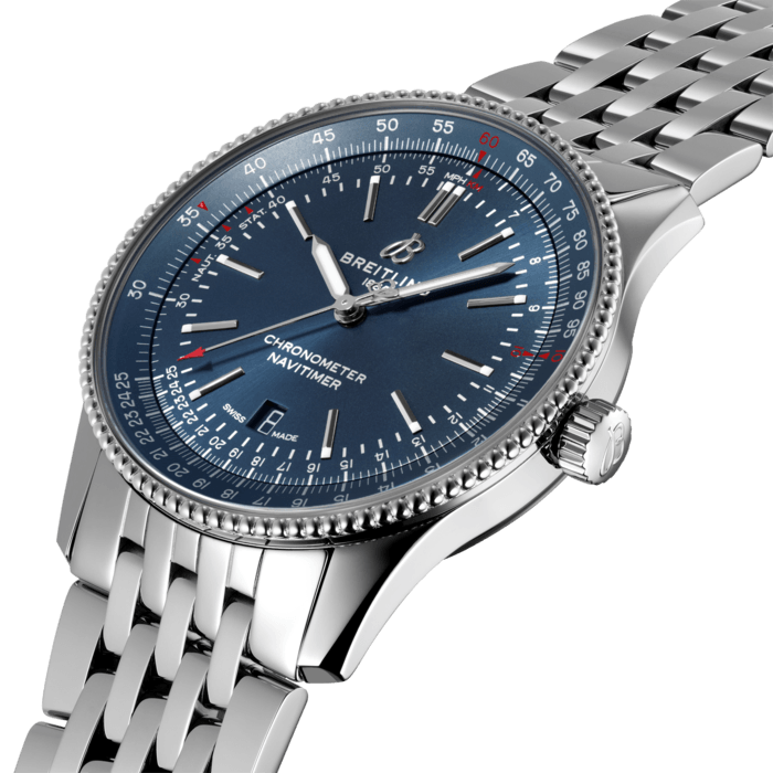 【Super Clone】Breitling Navitimer Automatic 41mm Blue Dial Silver Steel Strap Men's Watch - A17326161C1A1