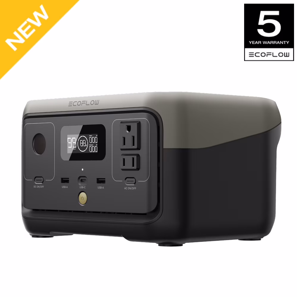 EF Ecoflow Portable Power Station RIVER 2 240, 243wh LiFePO4 Battery/1 Hour Fast Charging, 600W Output Solar Generator (Solar Panel Optional) for Outdoor Camping, Home Use, RV, Walmart Exclusive