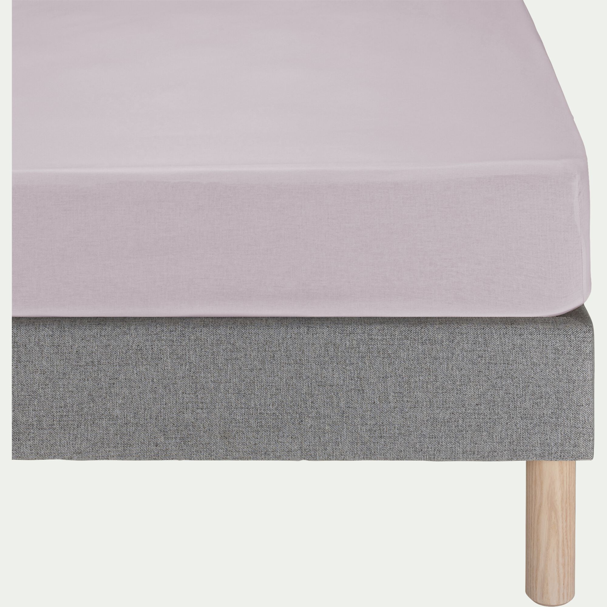 EOLI - Drap housse en coton 90x200cm B30cm - rose parme