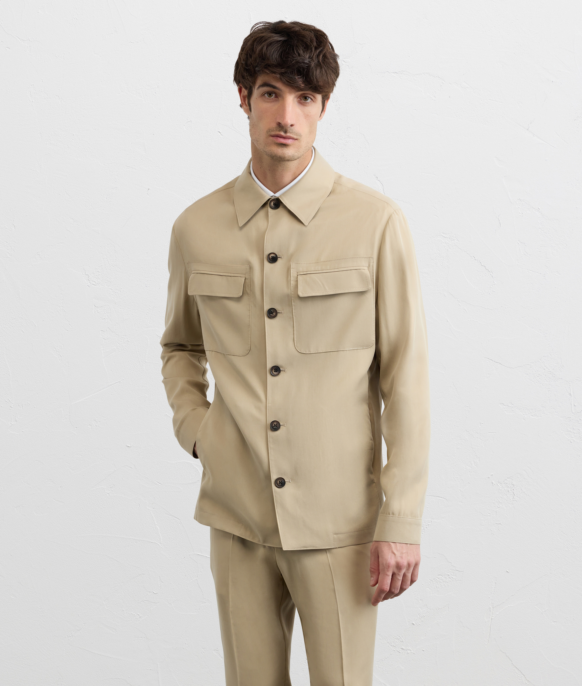 LIGHT BROWN LYOCELL SHIRT