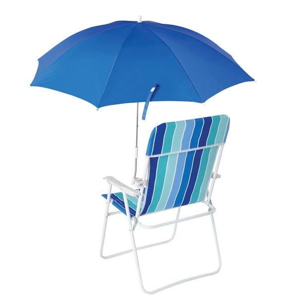 Mainstays Clip-On Umbrella Blue, Personal Beach Chair Umbrella - Universal Clamp, Size: 6'