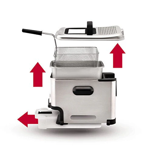 Friteuse en acier inoxydable haut de gamme avec panier, capacité de 3,5 litres d'huile et de 1,2 kg d'aliments.