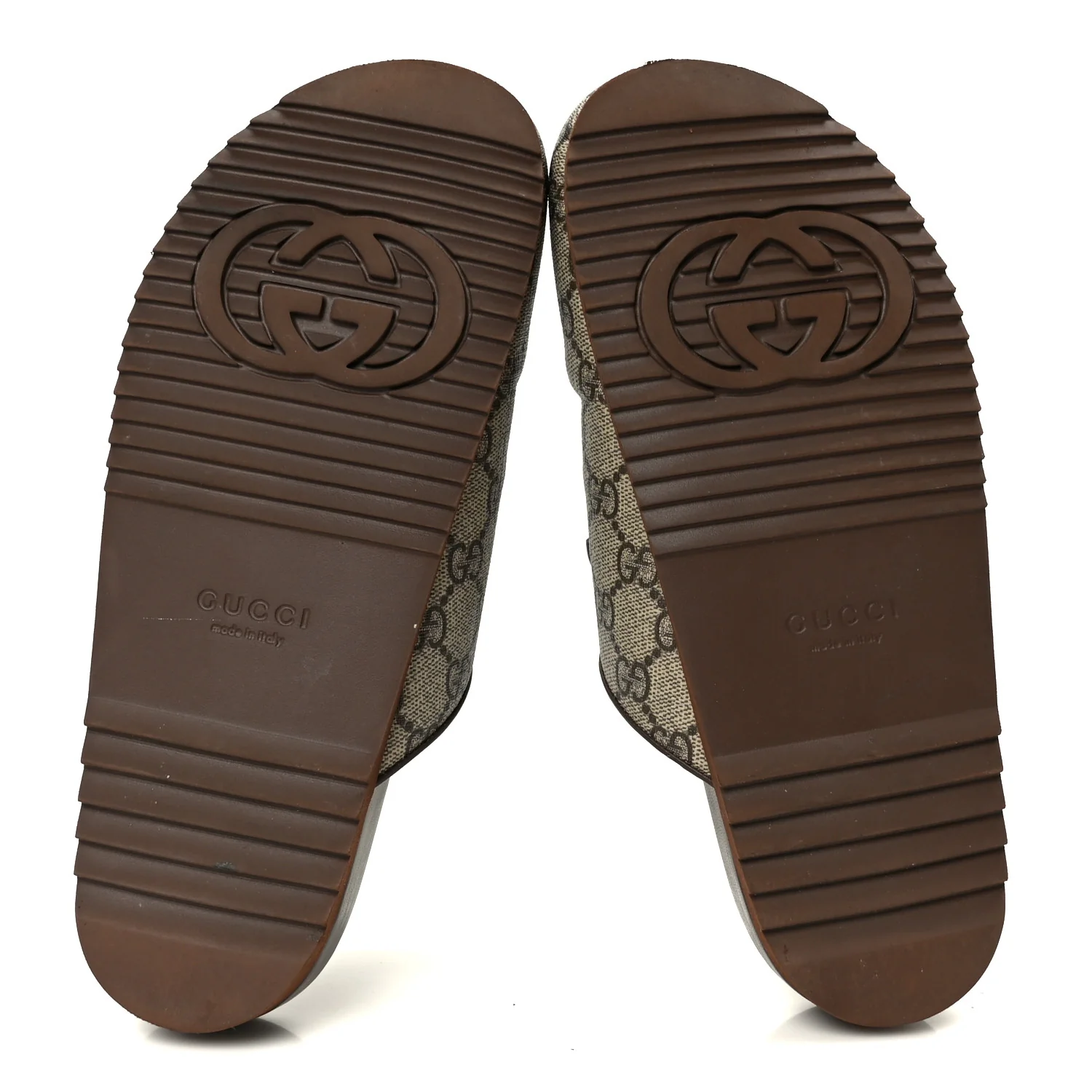 GG Supreme Monogram Miro Soft Calfskin Womens Horsebit Slippers 38 Beige Ebony New Acero