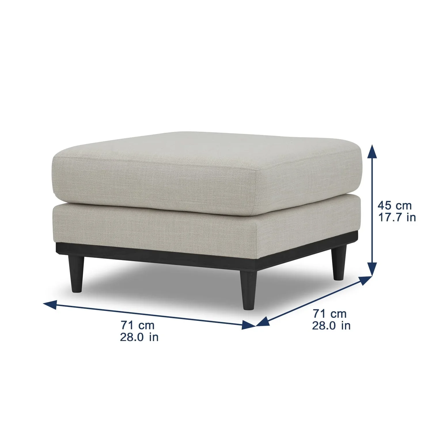 Better Homes & Gardens Springwood Square Wood Frame Ottoman, Charcoal Finish