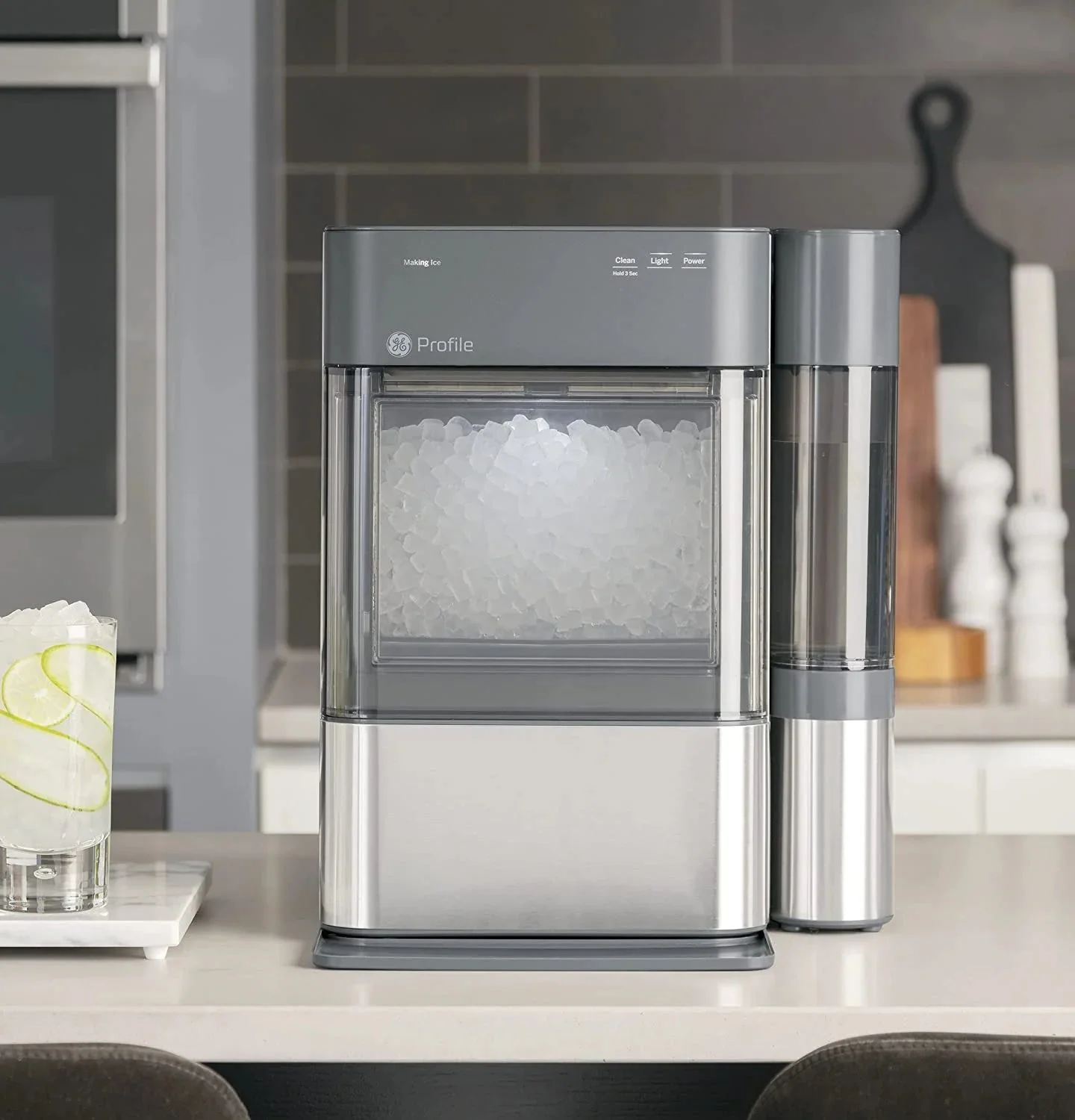 2.0 Countertop Nugget Ice Maker | Ice Machine with Wifi Connectivity | Smart Home Kitchen Essentials | Black Stainless