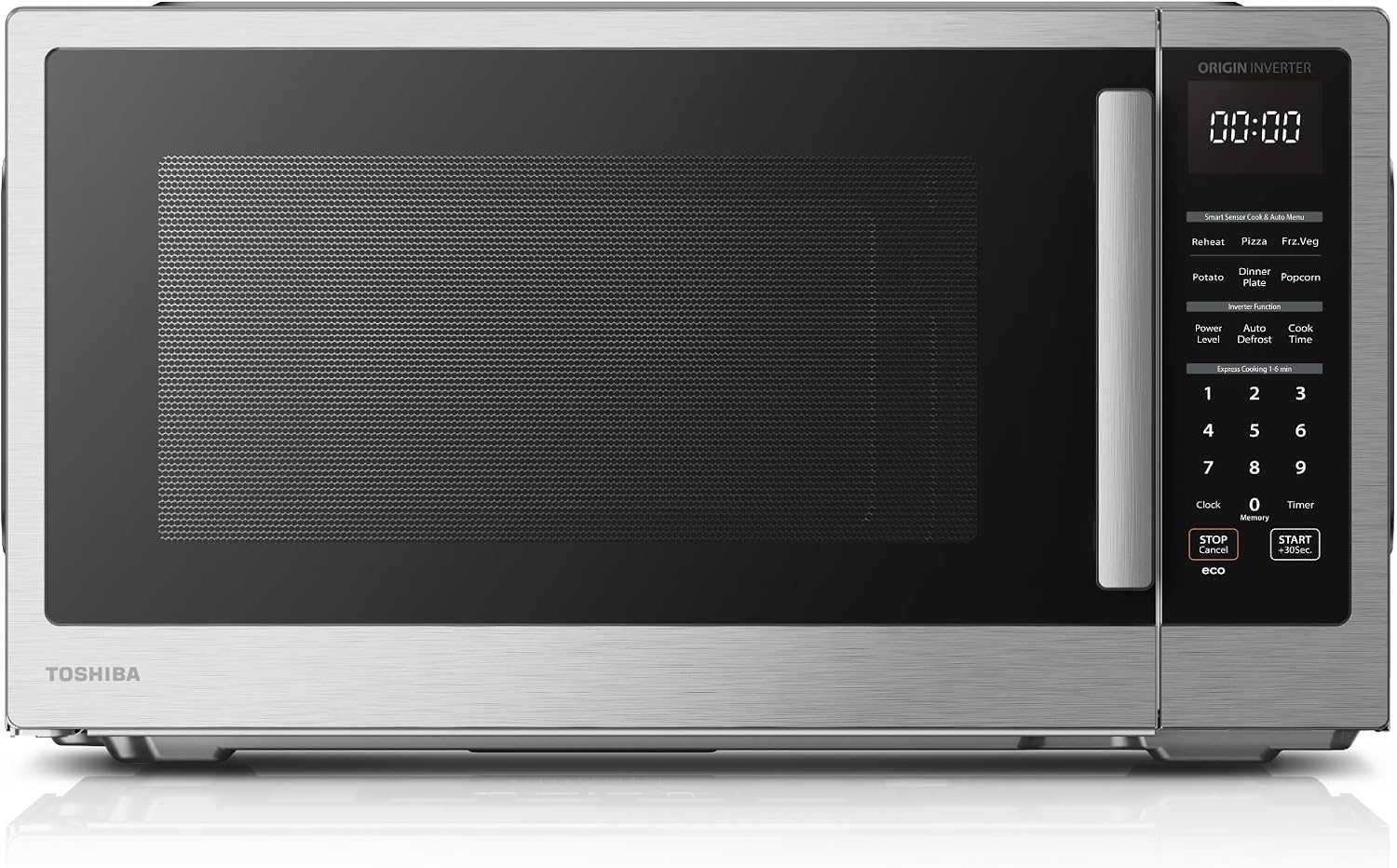 TOSHIBA Countertop Microwave Oven, 0.9 Cu.Ft, 900W, Black Stainless Steel