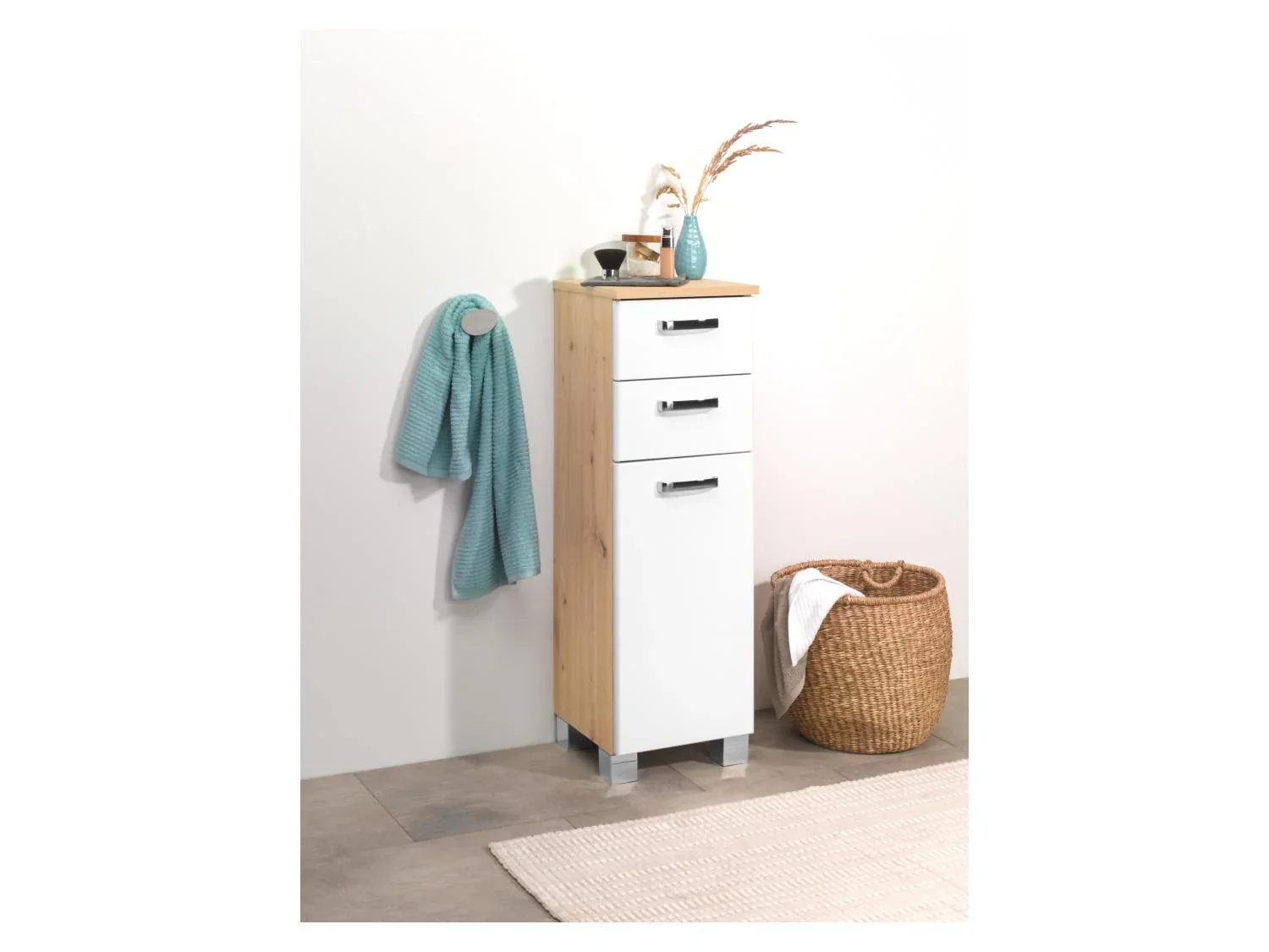 LIVARNO home Armoire latrale + meuble sous-vasque Palermo, blanc/imitation chne