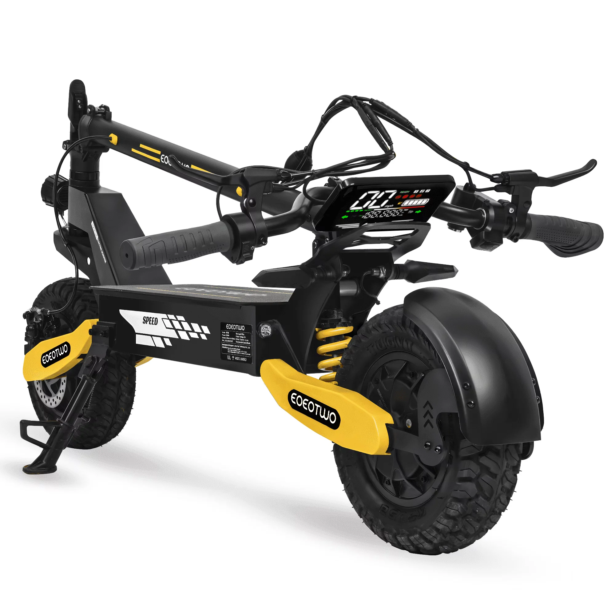 Off Road Electric Scooter for Adults, 1200W Motor Fast E Scooter, Up to 28MPH Top Speed & 20Miles Long Range, 11 Off-Road Tires, 330lbs MAX Load, Foldable