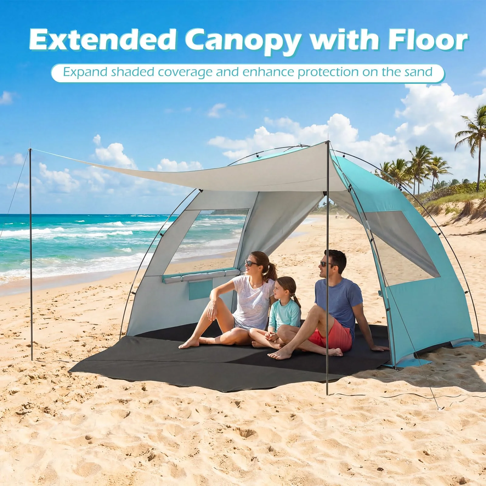 Tangkula 3/4/5/6 Person Pop Up Beach Tent with Canopy
