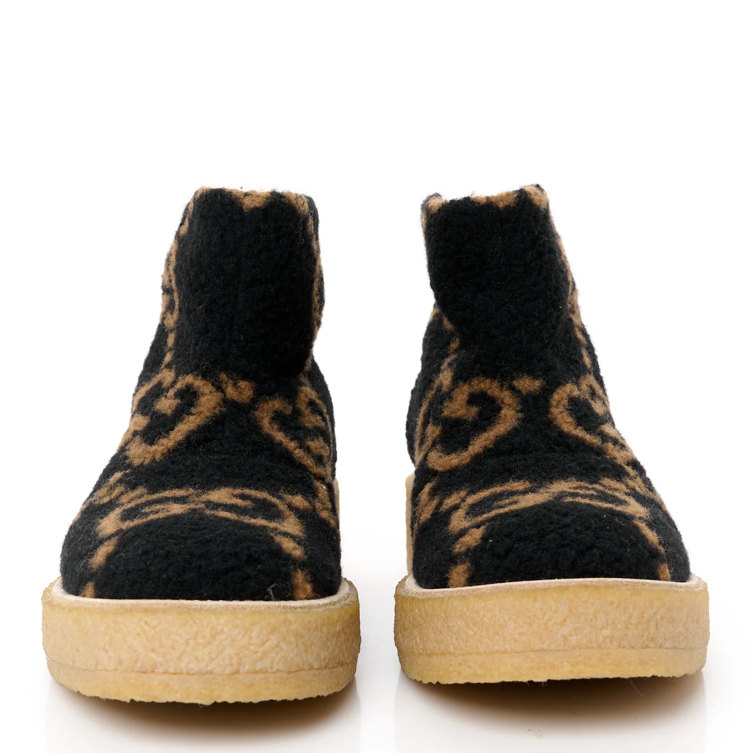 Faux Shearling Hooper GG Womens Ankle Boots 38.5 Black Natural Tan