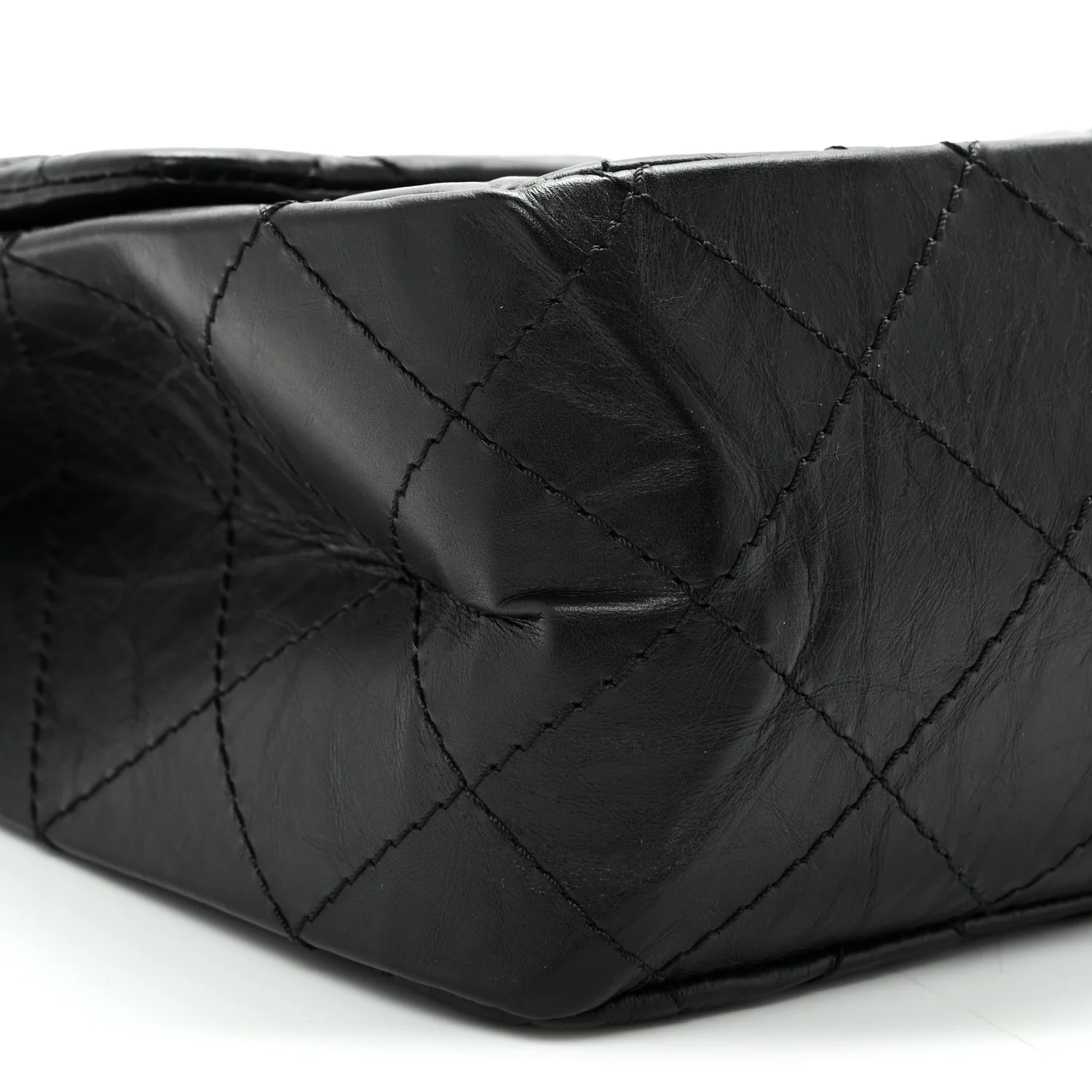Aged Calfskin Quilted 2.55 Reissue 227 Flap Black