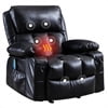Leather Massage Recliner Chair, Modern Electric Power Rocker with Heated Massage, Ergonomic Lounge Chair, Single Sofa Seat with Drink Holders for Living Room, Black and Brown(Black)
