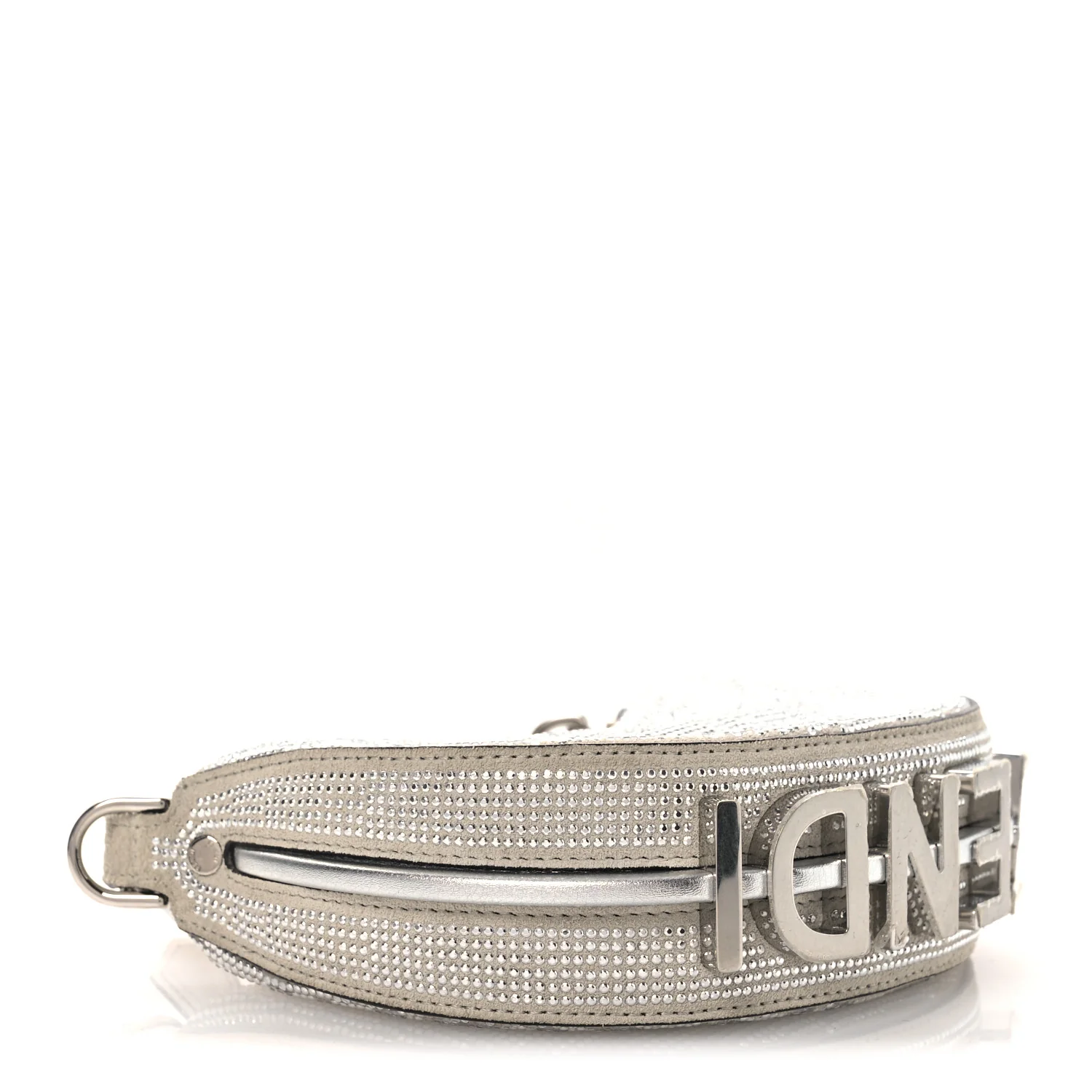 Crystal Vitello Laminato Suede FF Nano Fendigraphy Hobo Charm Grey