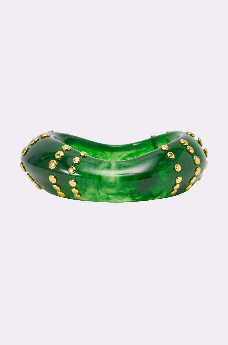 COOL GIRL STUDDED BANGLE IN GREEN - Akira Store