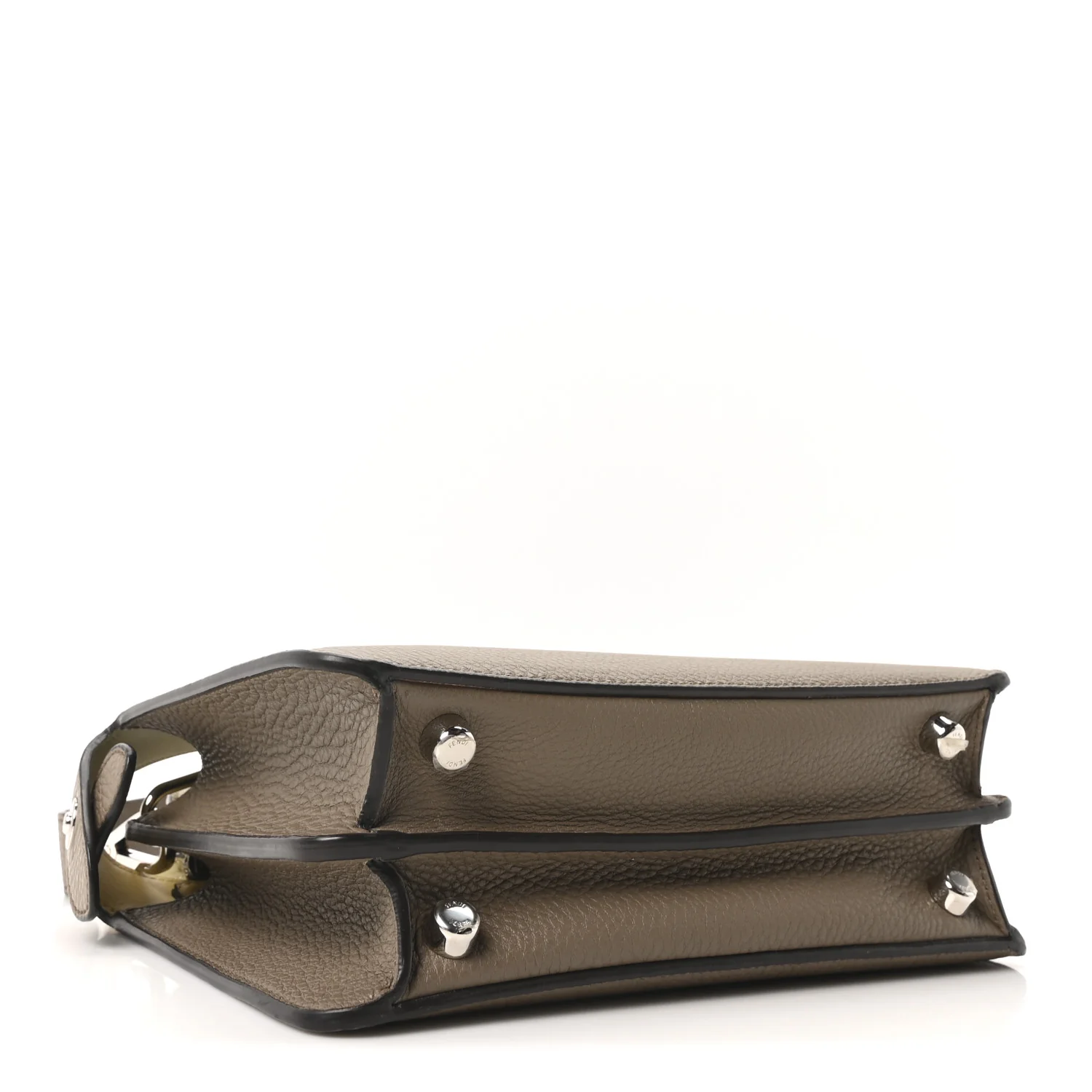 Cuoio Romano Vitello Cover Glazed Fabric Bi-Color FF 1974 Mini Peekaboo I SEE U Satchel Tartufo Banana Tobacco Moro