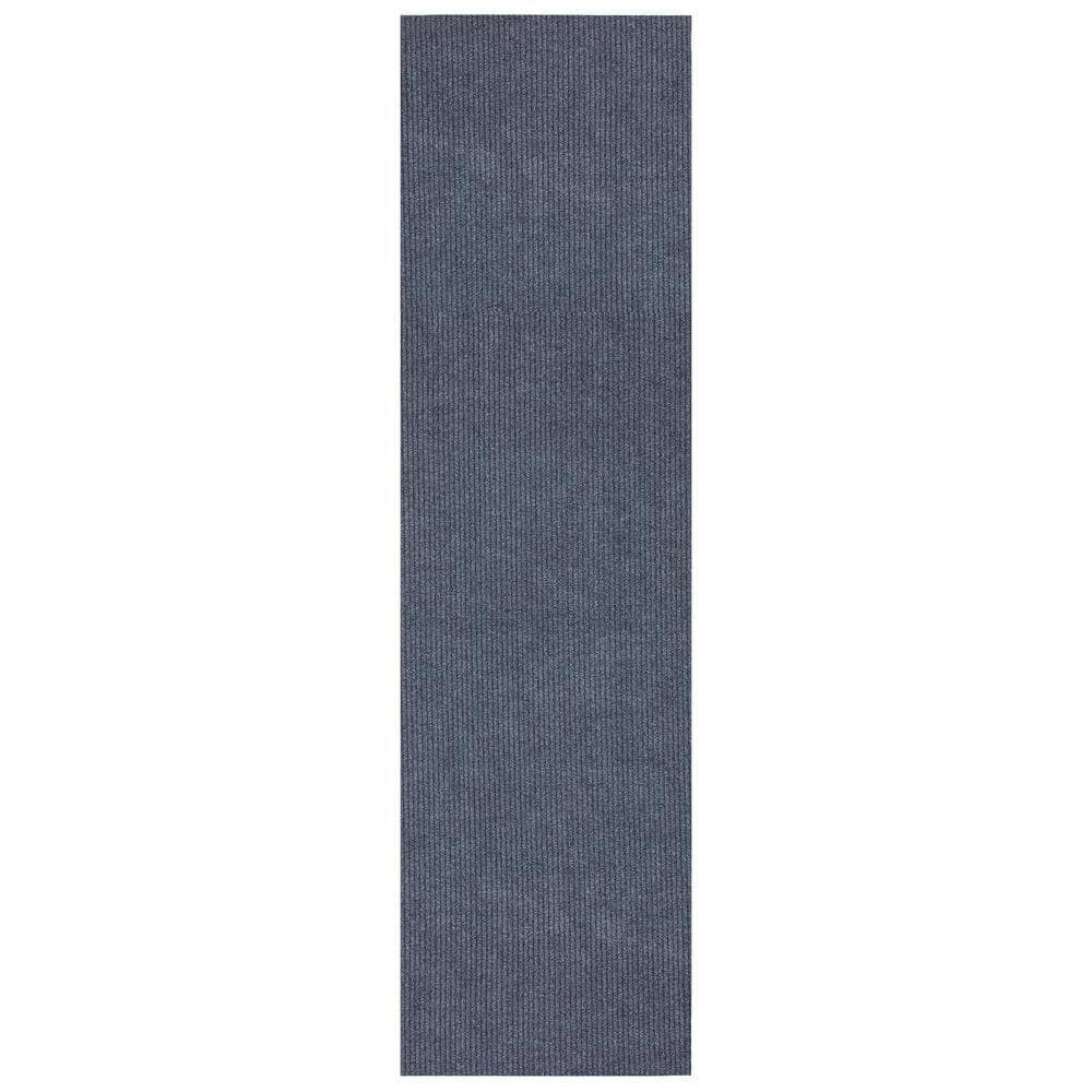 Sweet Home Stores Ribbed Waterproof Non-Slip Rubber Back Solid Runner Rug, 2 ft. W x 3 ft. L, Gray, Polyester Garage Flooring