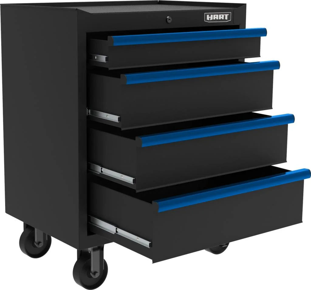 HART 26-Inch 4-Drawer Heavy-Duty Steel Tool Chest, Locking Garage Storage Organizer