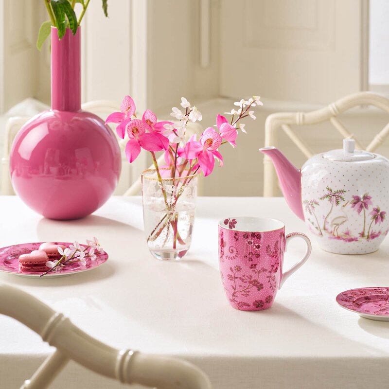 Jolie Flowers krus stor 36,5 cl rosa