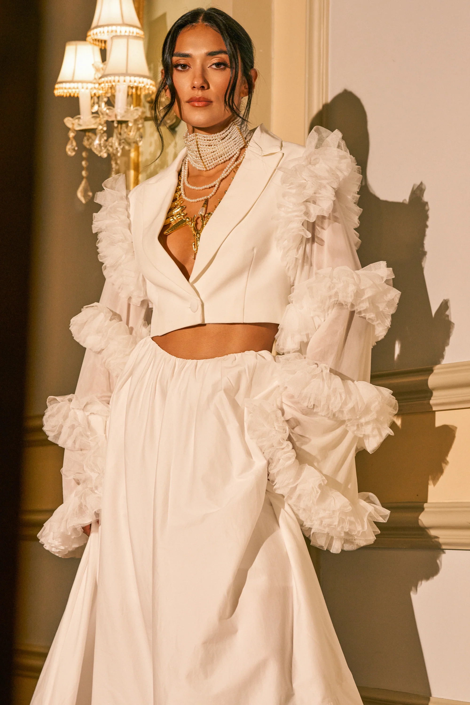 FLORA RUFFLE SLEEVE BLAZER - Akira Store