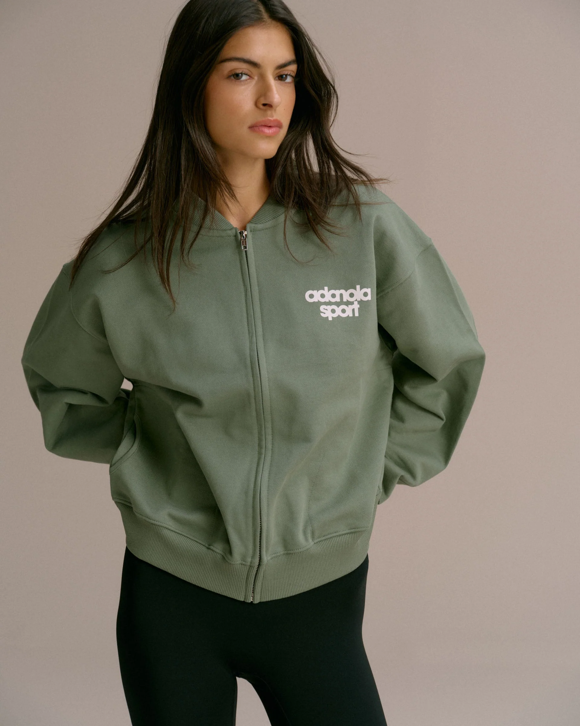 AS Bold Oversized Full Zip Sweatshirt - Eden Green/Marshmallow White