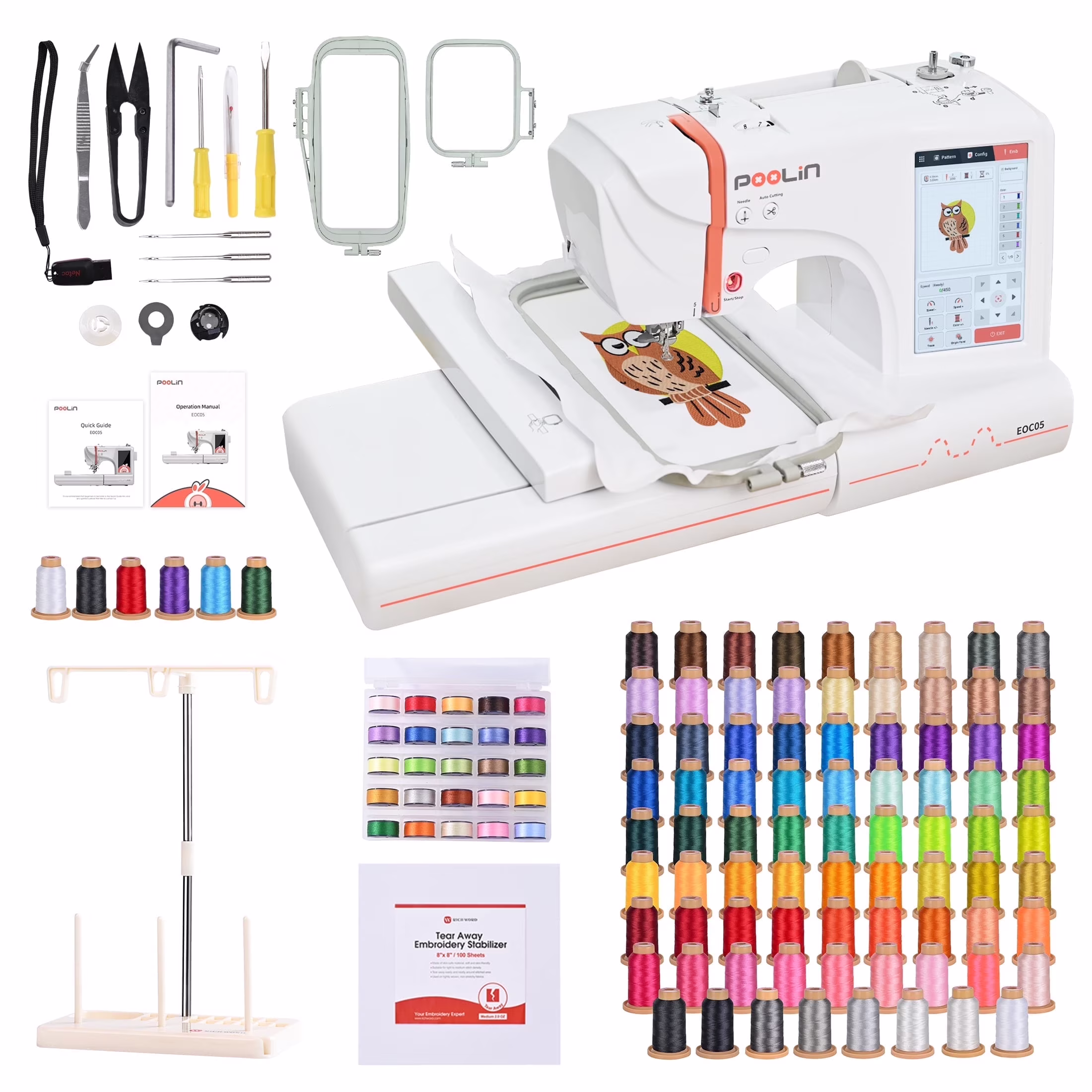 EOC05 Embroidery Machine 4x9.25" Area, 7" Touch Screen with kit(EOC05) - Image 3