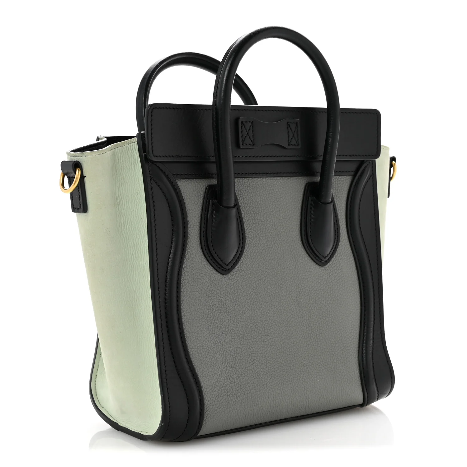 Baby Grained Calfskin Nano Tri-Color Luggage Zinc Almond