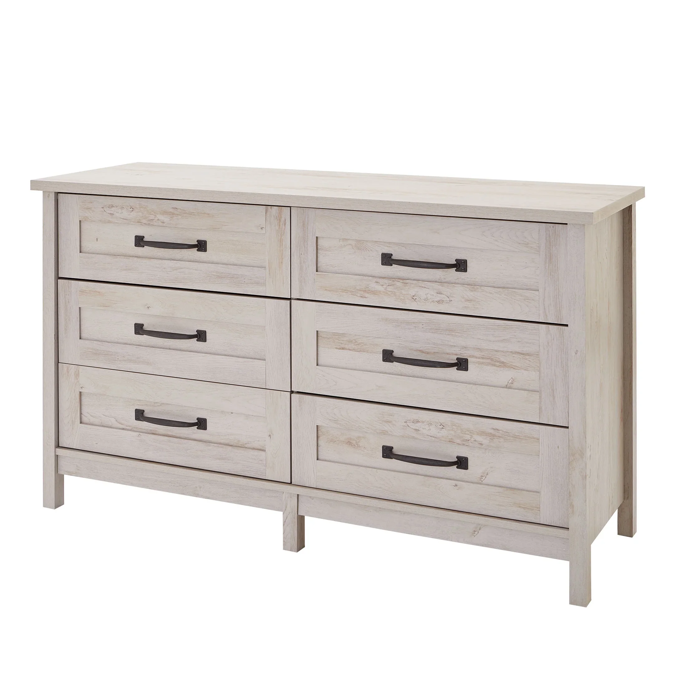 Better Homes & Gardens Modern Farmhouse 6-Drawer Dresser, Rustic White Finish