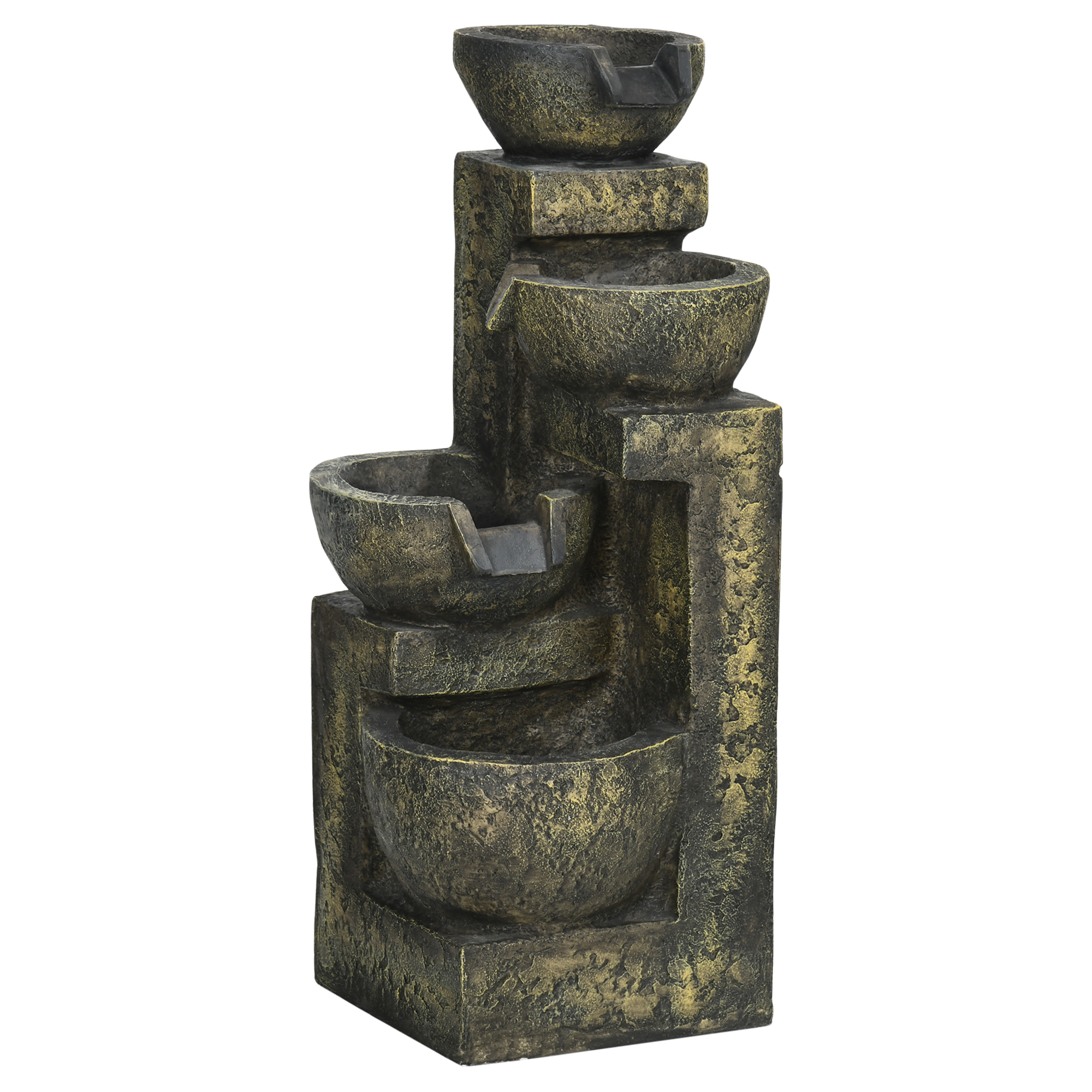Outsunny Tuin fontein 25x24x60 cm, verstelbare stroom, 60 cm hoog, zwart