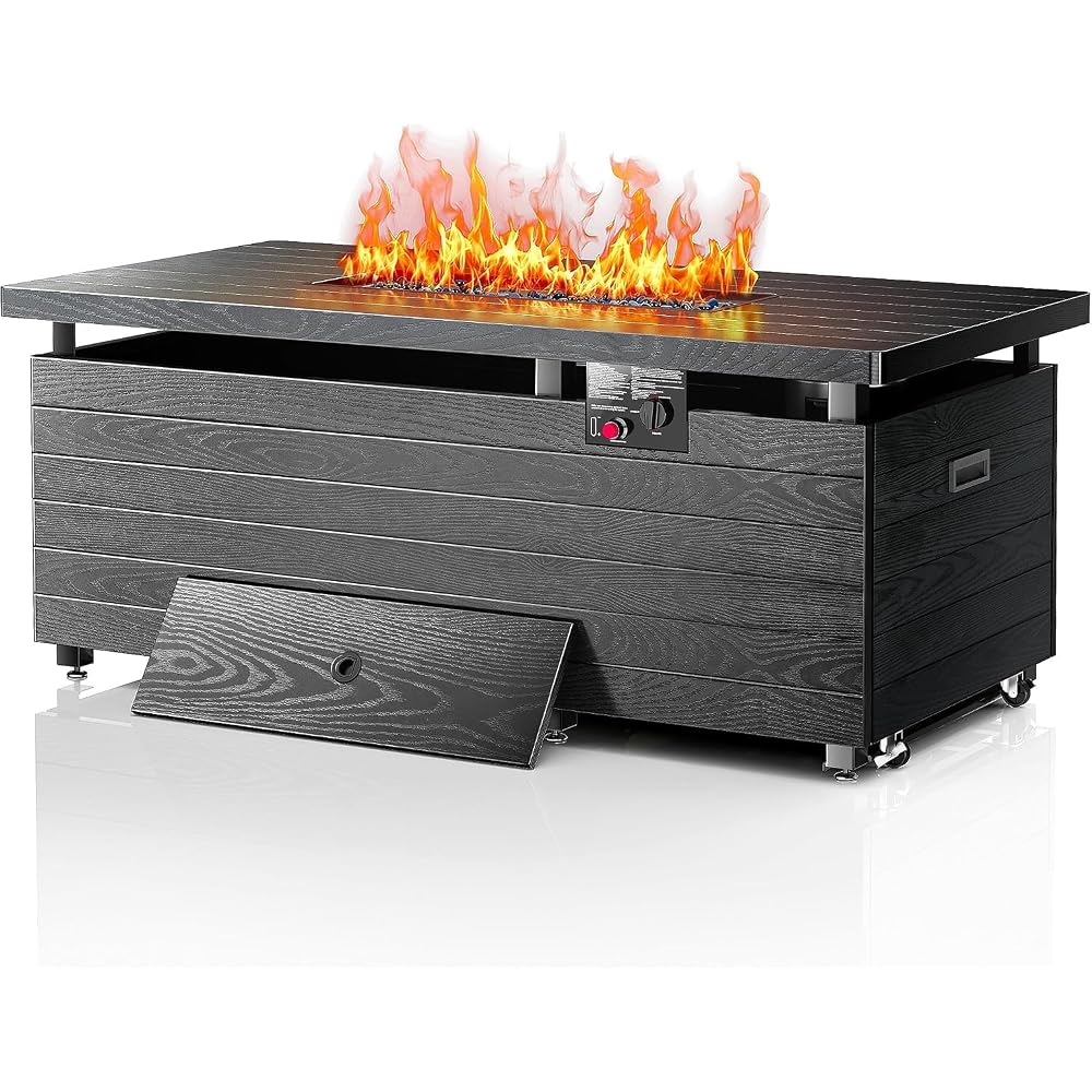 51” Outdoor Propane Fire Pit Table, 50000 BTU 4-in-1 Gas Fire Pits, Gray