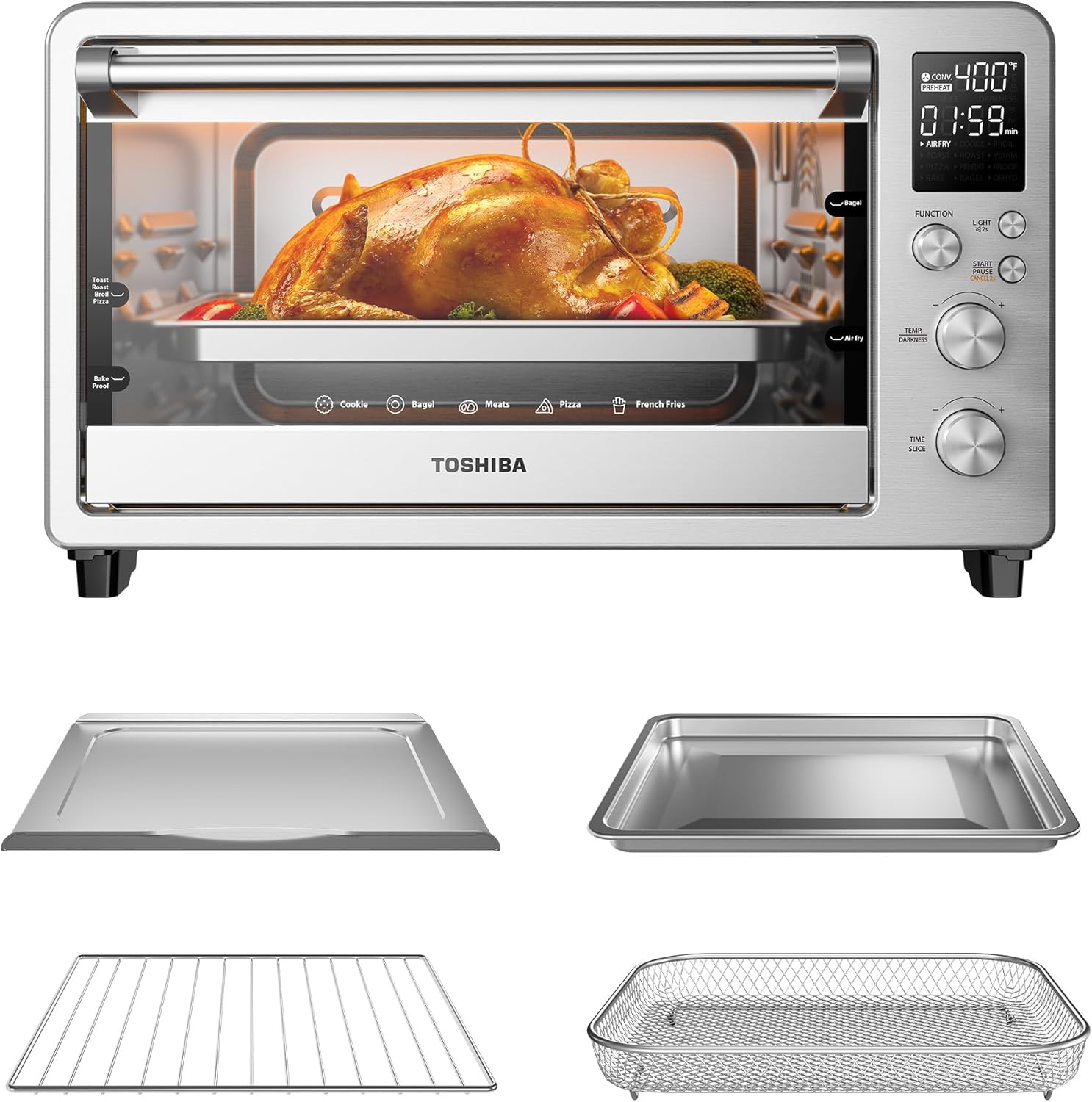 TOSHIBA 10-in-1 Convection Toaster Oven, 6-Slice Countertop Oven, 1500W