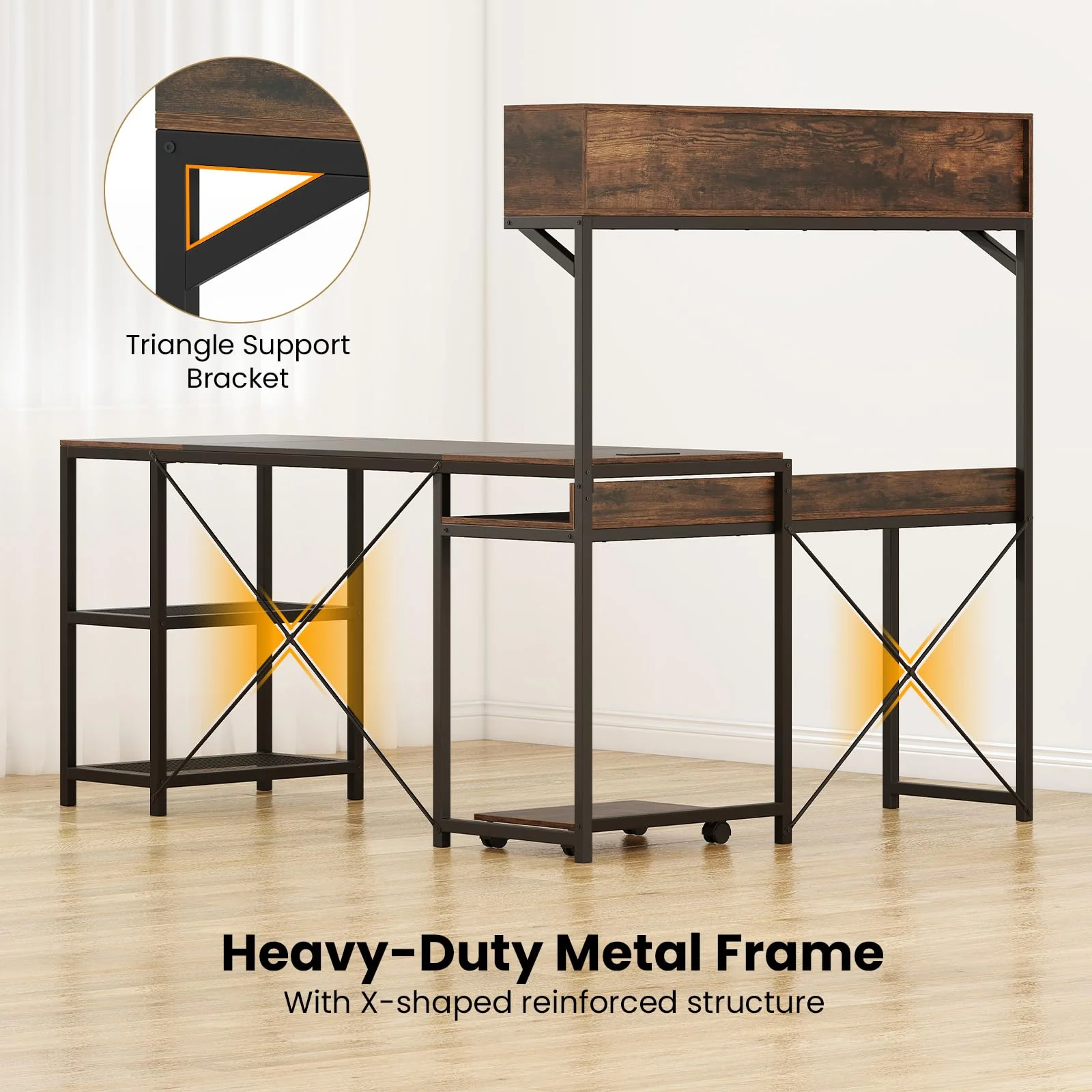 Tangkula L-Shaped Computer Desk with Power Outlets