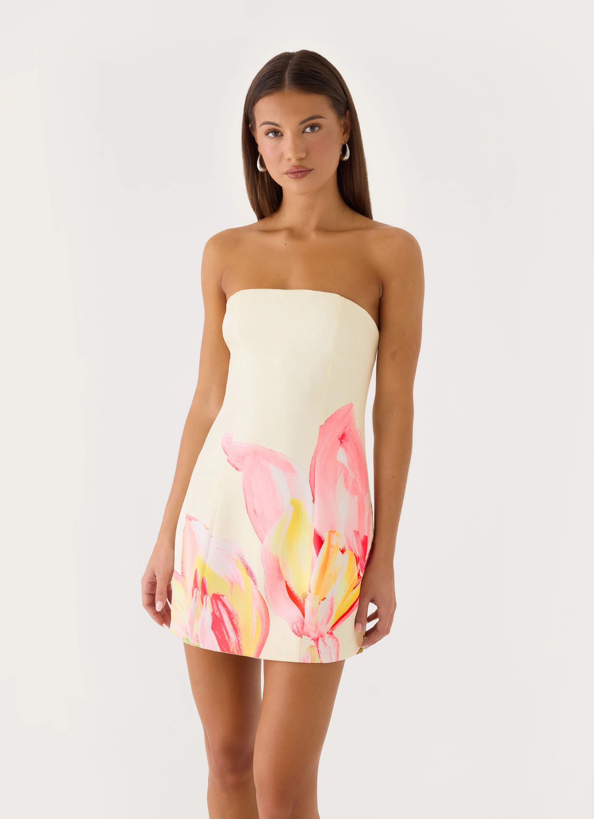 Dalanis Strapless Mini Dress - Floral Print