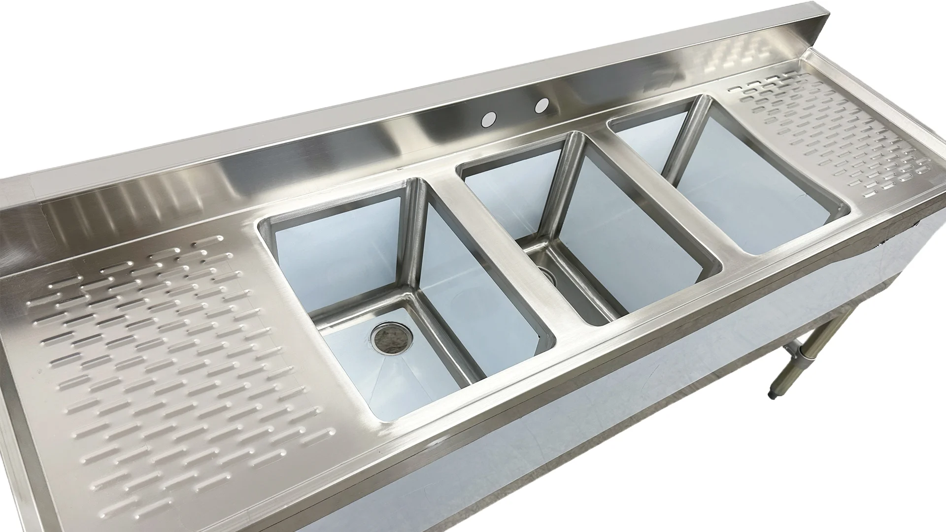 60 In. 3 Compartment Bar Sink with Faucet, NSF Commercial Sink with Drainboard 20 Gauge, Freestanding Stainless Steel Sink