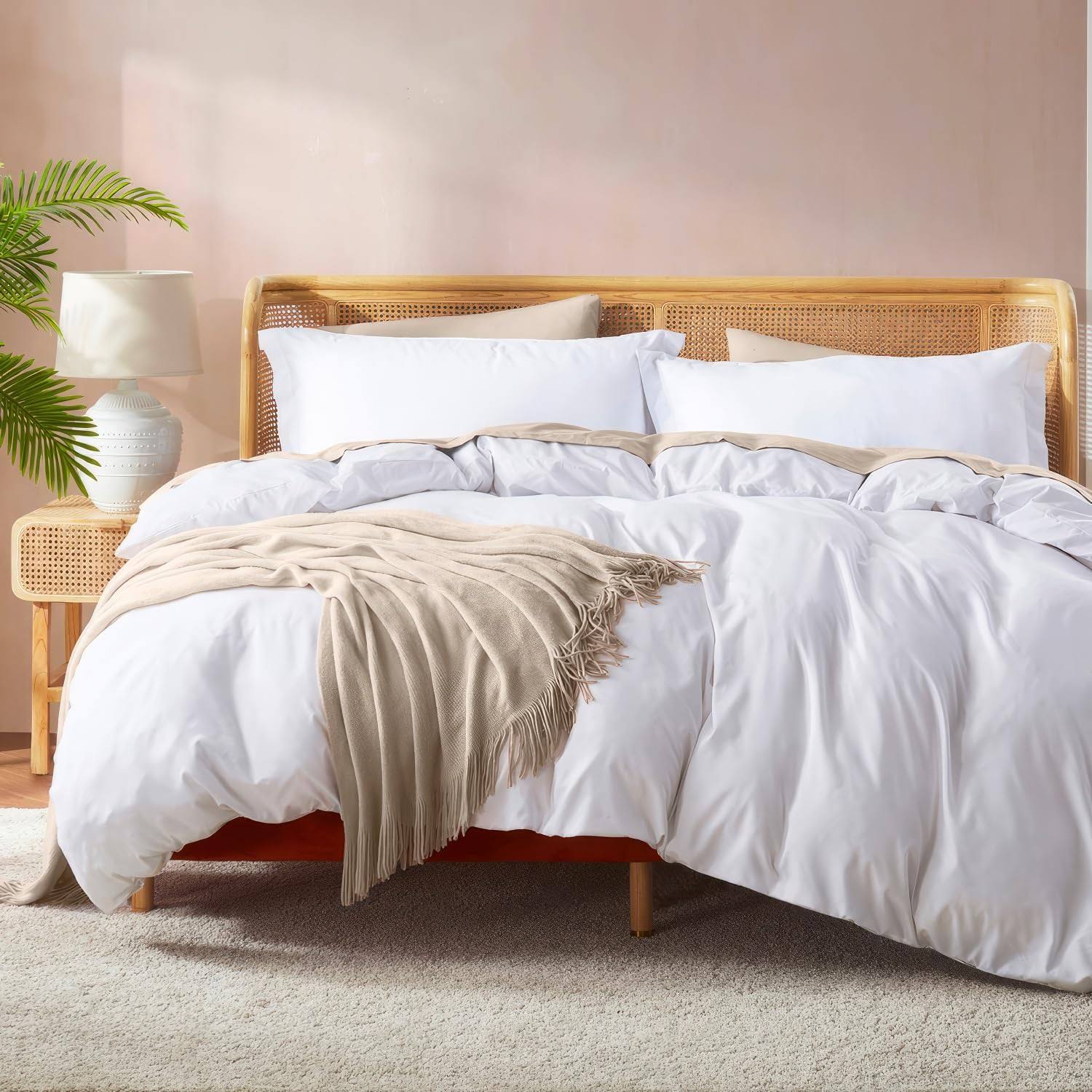 Nestl Bedding Duvet Cover 3 Piece Set ÿ Ultra Soft Double Queen, White