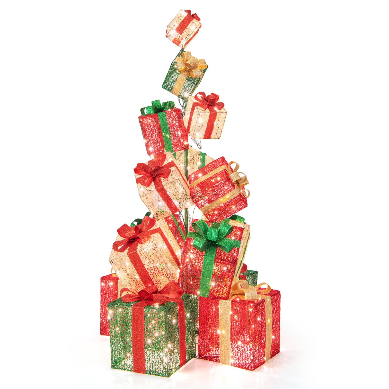 Tangkula 5.6 FT Christmas Lighted Gift Box Tower