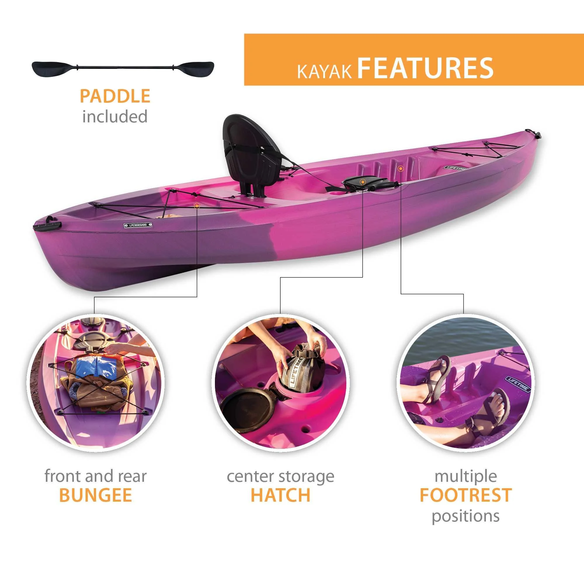 Lifetime Tamarack 10 Ft. Sit - on - Top Kayak, Fire Red (90486)