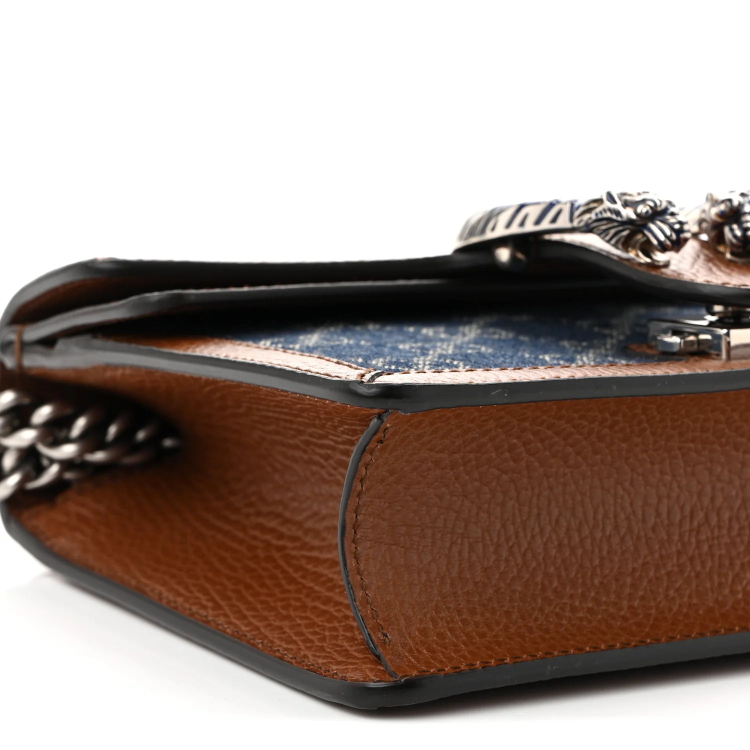 New Denim GG Monogram Dollar Calfskin Enamel Mini Dionysus Shoulder Bag Blue Tea Cuir Epilog Electric Blue