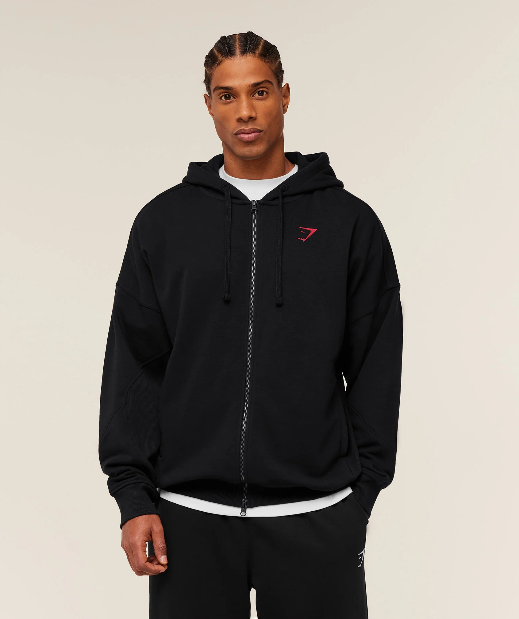 POWER ZIP UP HOODIE - Black/Conditioning Red