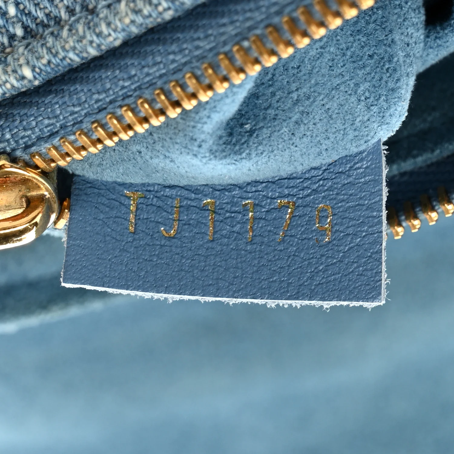 Embroidered Monogram Denim New Wave Chain Pochette Blue