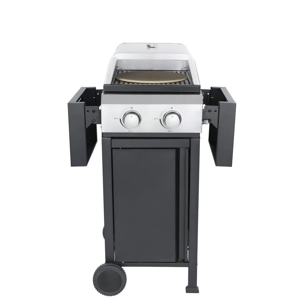 GVN Garden Grill, Patio Backyard Barbecue Grill,2-Burner Propane Gas BBQ Grill, Pizza Box, 24600BTU Output With Wire Enamel Cooking Grids