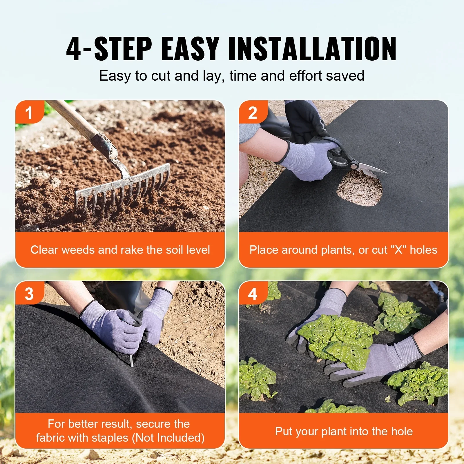 KFFKFF Garden Ground Cover 10x100FT 8OZ, Heavy-Duty Landscape Fabric, Durable Non-Woven Weed Barrier, Geotextile Fabric Weed Control Fabric Drainage Fabric, Black
