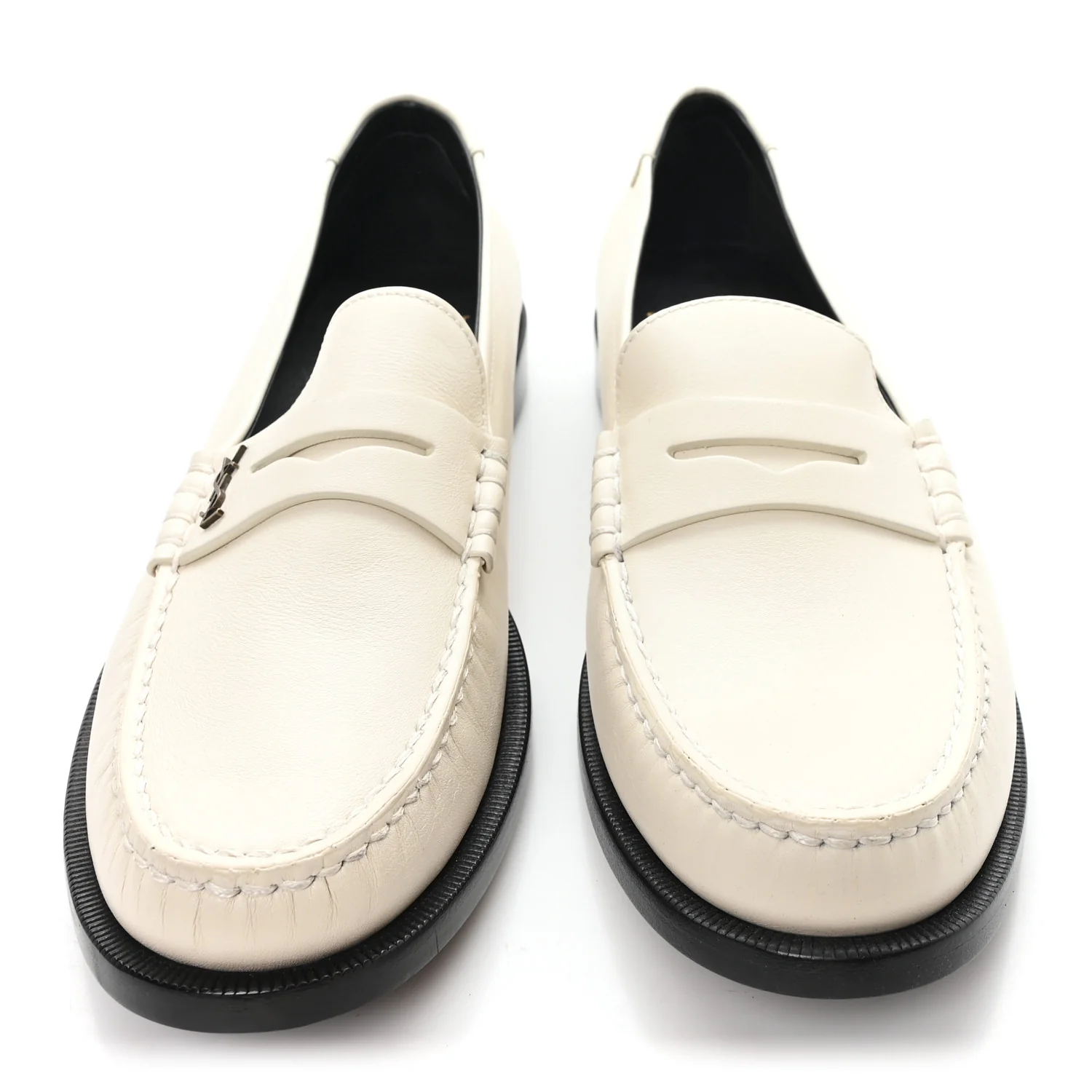 Calfskin Penny Loafers 41.5 Pearl
