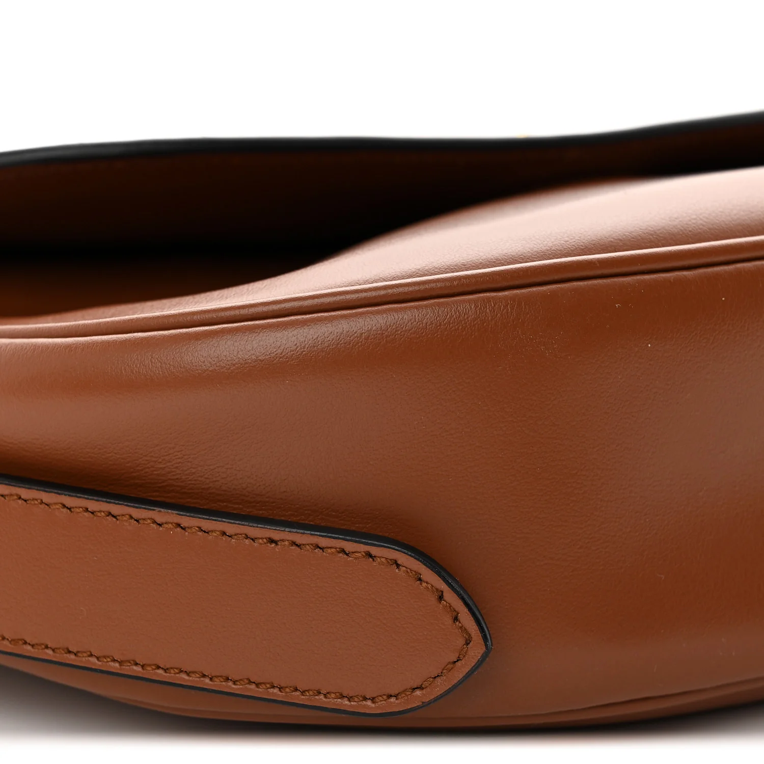 Soft Calfskin Traingle Arque Flap Shoulder Bag Cognac