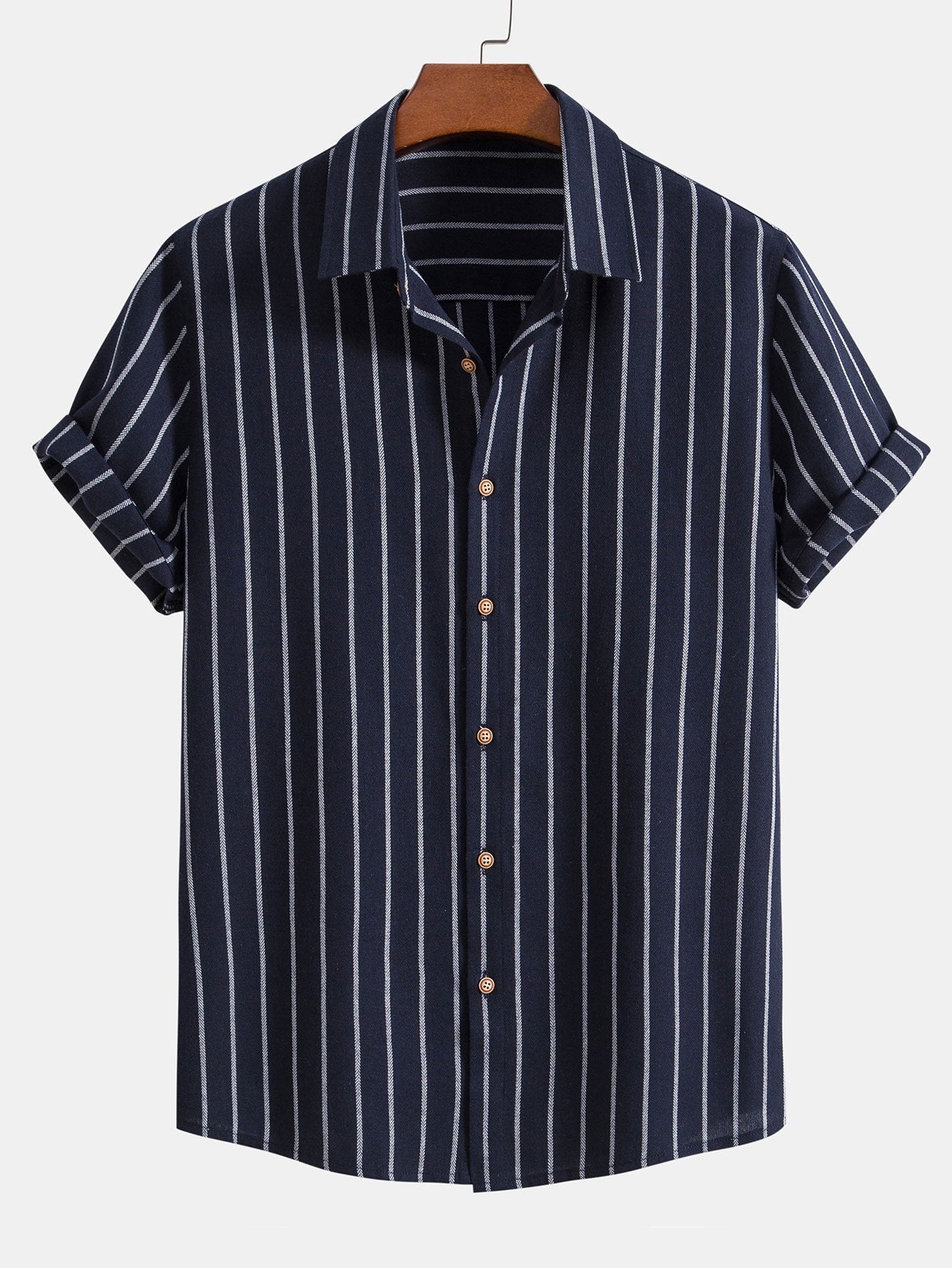 Chemise boutonnée à rayures en mélange de coton
