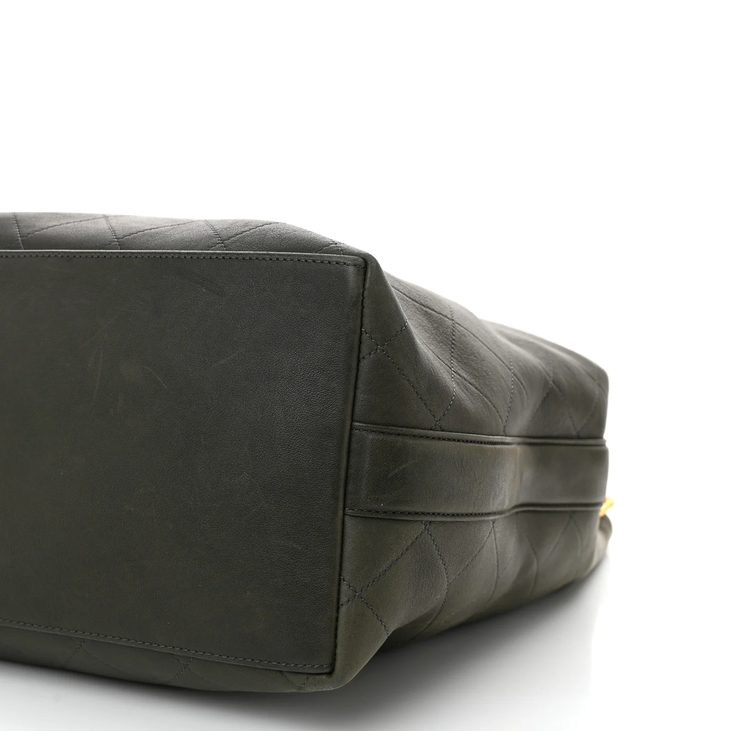 Calfskin Quilted Small On My Shoulder Drawstring Bag Dark Green