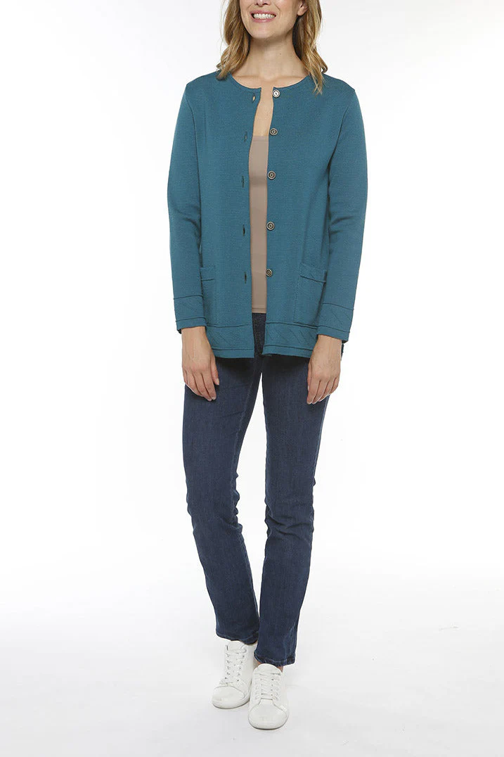 Veste longue en laine - VERT AUTOMNE