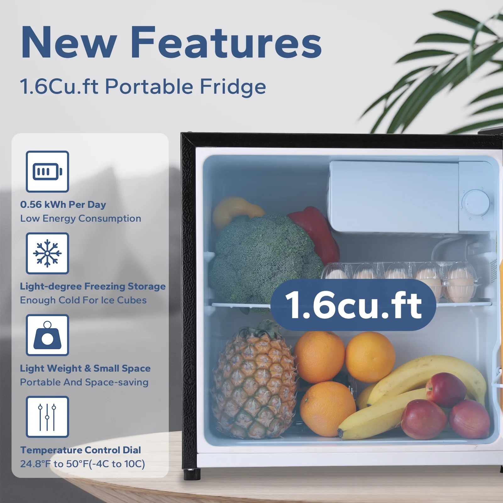 Small Refrigerator,1.6 Cu.ft Mini Fridge with Freezer, Single Door, Silver(silver) - Image 2