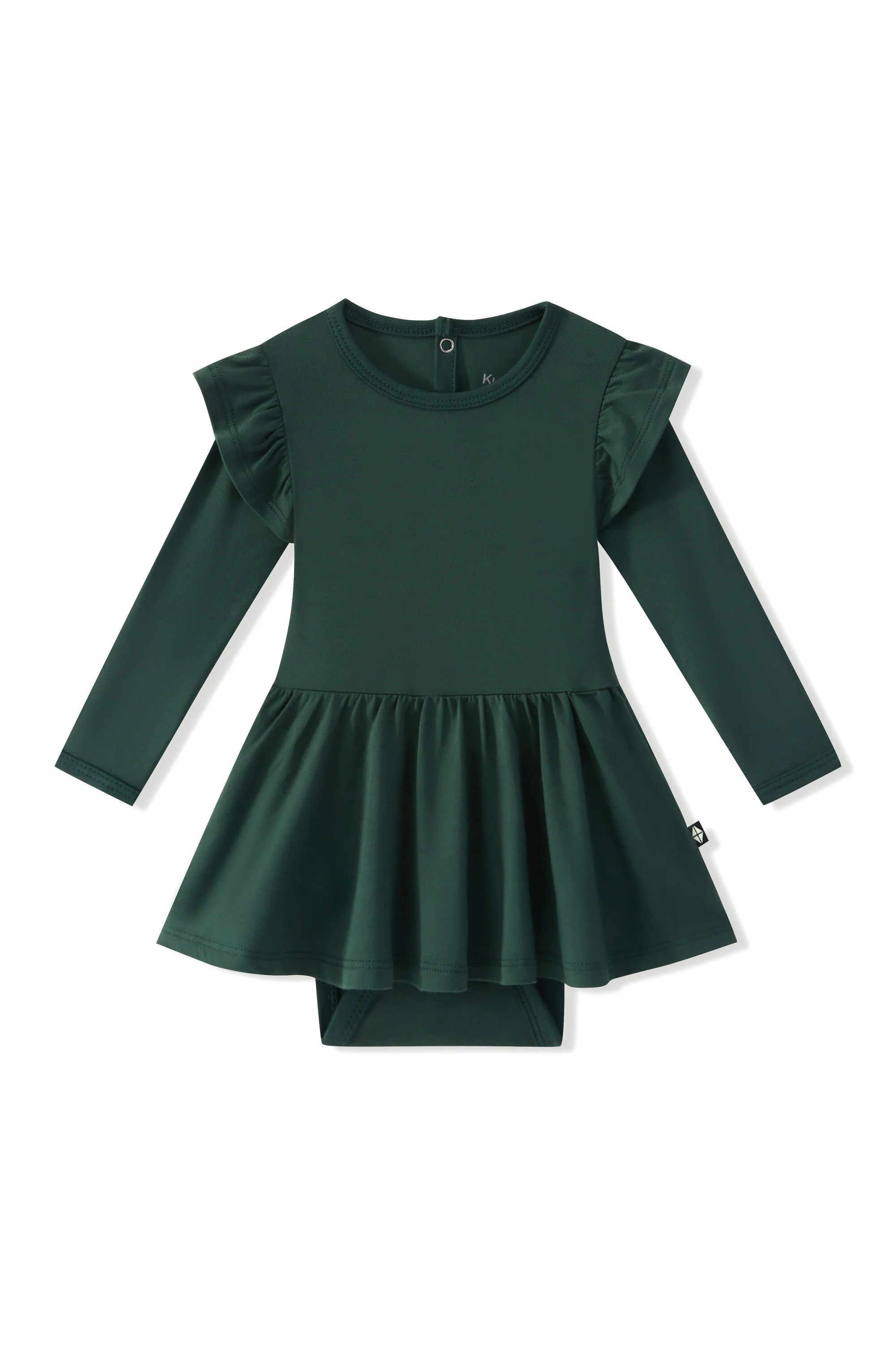 Long Sleeve Twirl Bodysuit Dress in Cypress